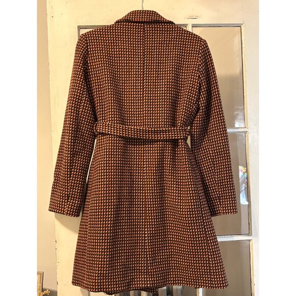 The Limited 90% Wool Orange/Brown/Black Long Wrap Coat - Picture 2 of 7